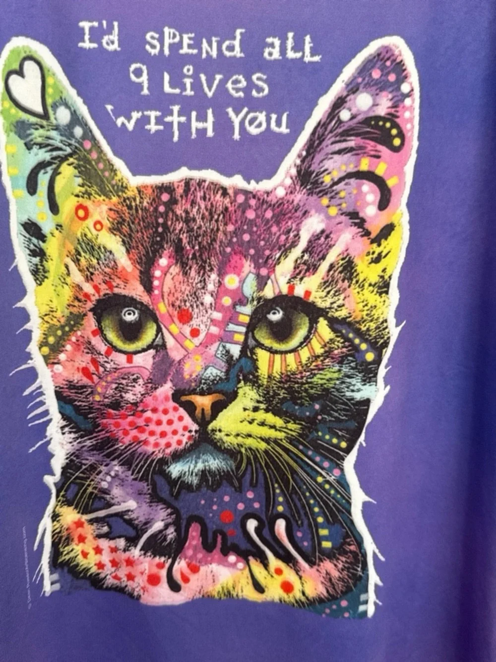 Purple Cat Graphic Tee - Multicolor Cat Art